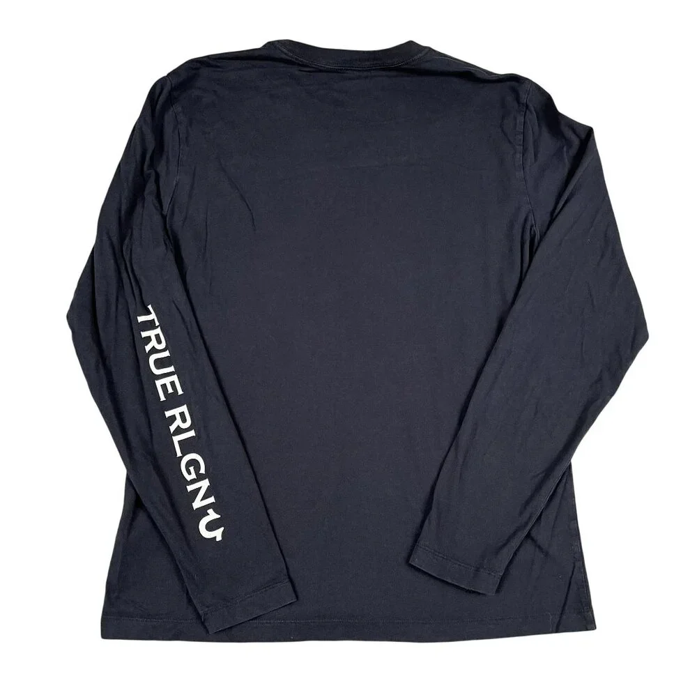 True‎ Religion Mens Black Long Sleeve T-Shirt Sz Large